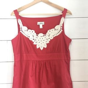 Ann Taylor Loft Rose Tank with Crochet Neckline
